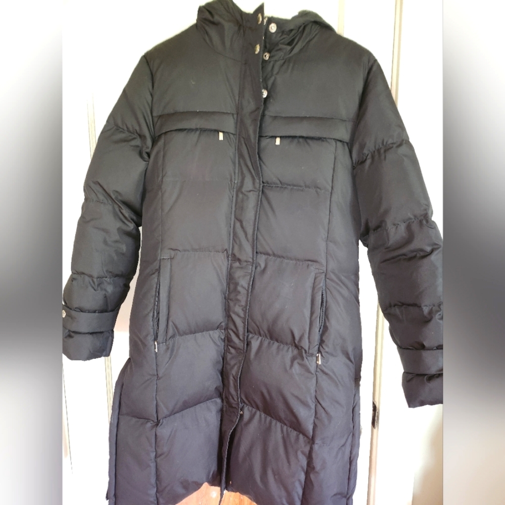 Black Down Michael Kors Ankle Length Poof Jacket Size Medium